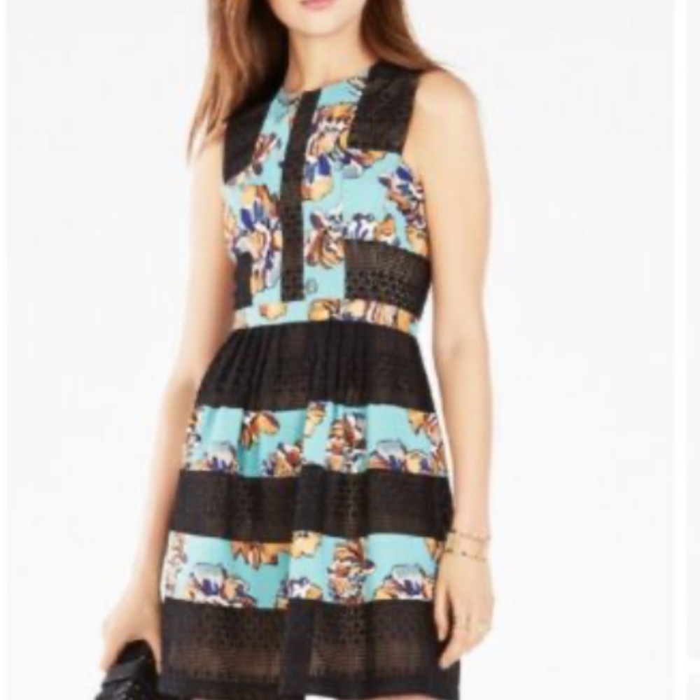 BCBG MAXAZRIA Dress "Cecile", black/turquose pri n